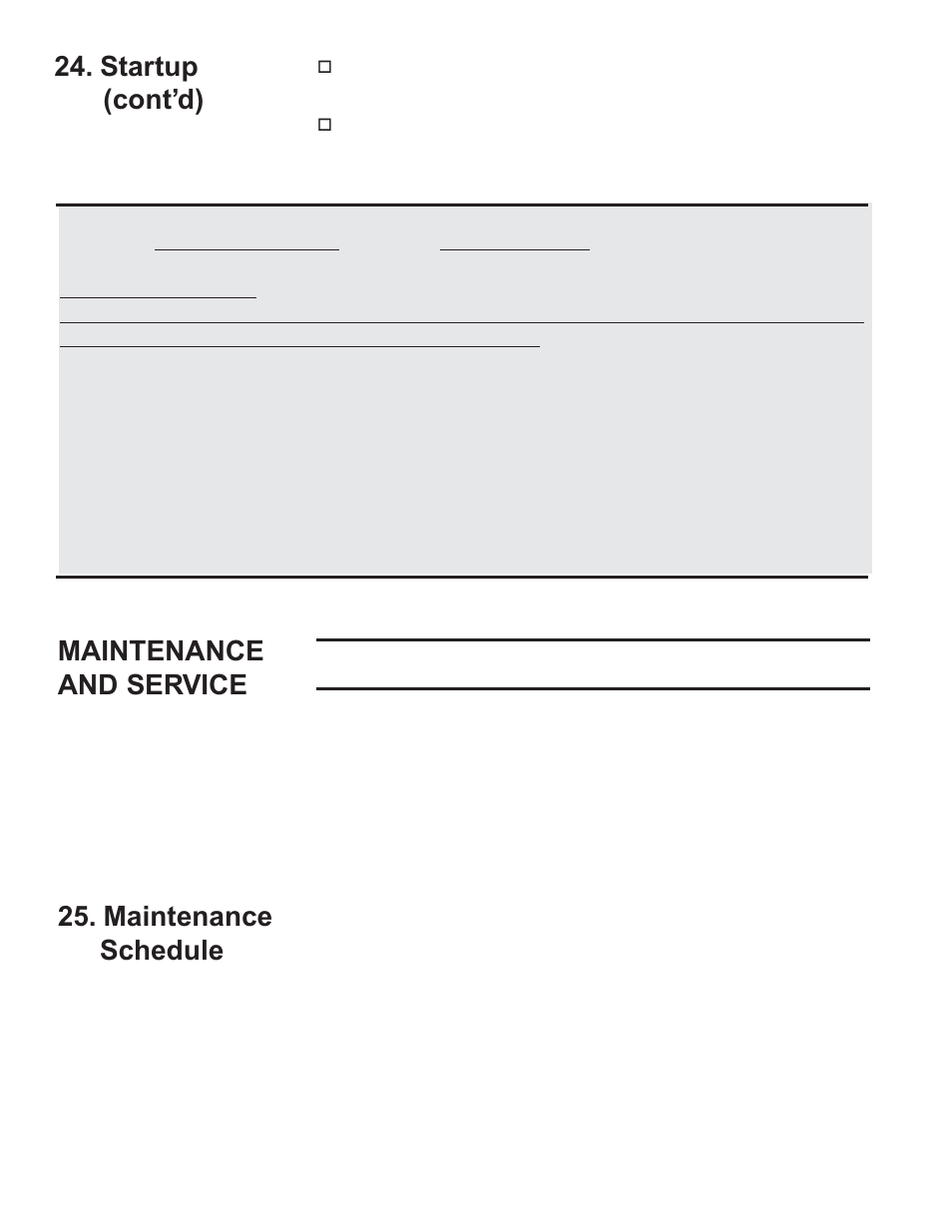 Maintenance and service, Maintenance schedule, Startup (cont’d) | Thomas & Betts UDAP User Manual | Page 28 / 36