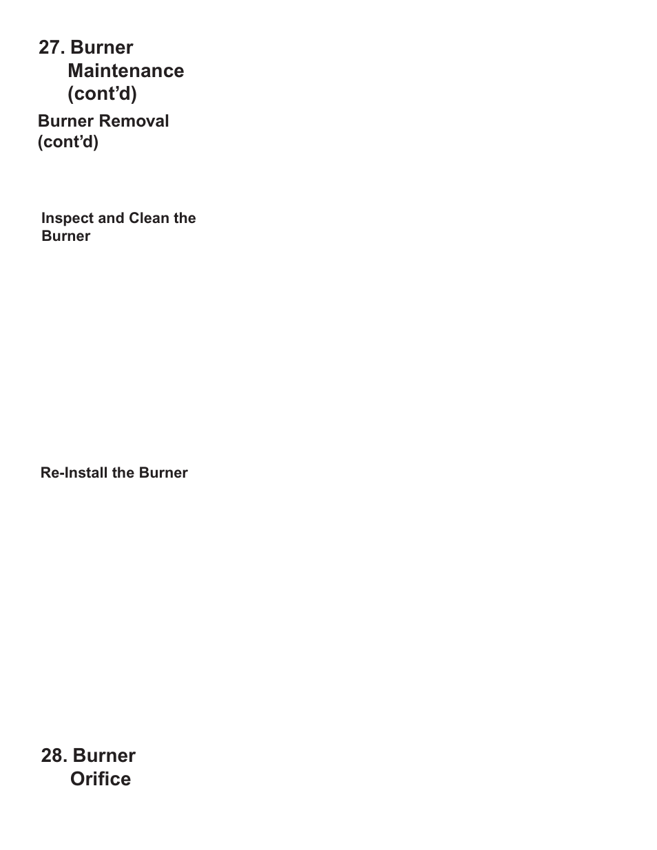 Burner orifice, Burner maintenance (cont’d), Burner removal (cont’d) | Thomas & Betts UDAP User Manual | Page 30 / 36