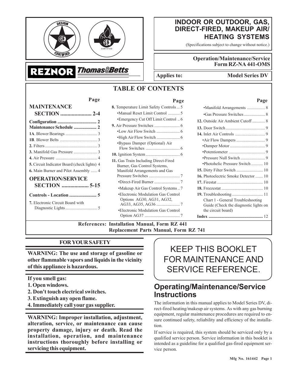 Thomas & Betts RZ-NA 441-OMS User Manual | 12 pages