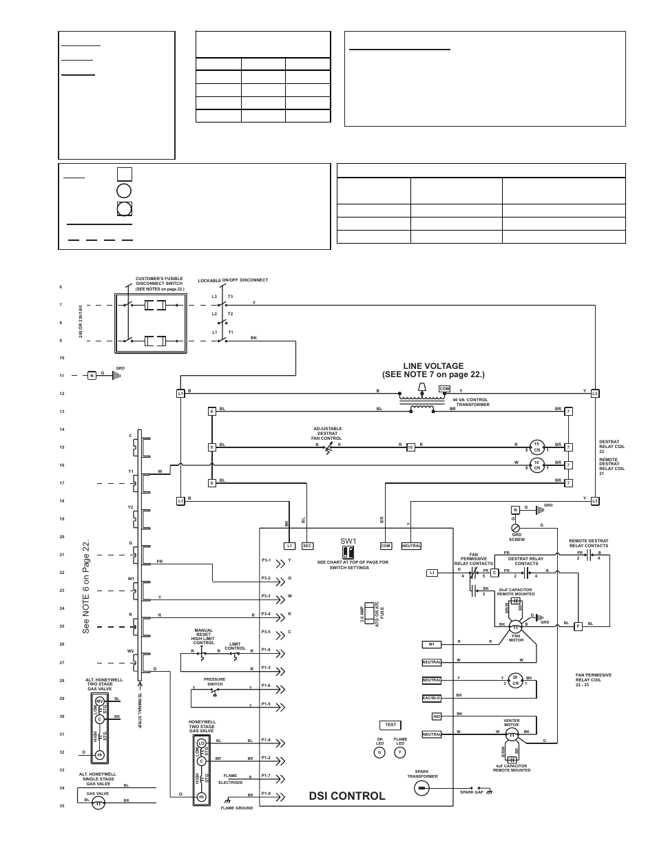 Wiring color codes, Fan motor wiring, Dsi control | See no te 6 on pa ge 22 | Thomas & Betts LDAP 1200 User Manual | Page 23 / 40