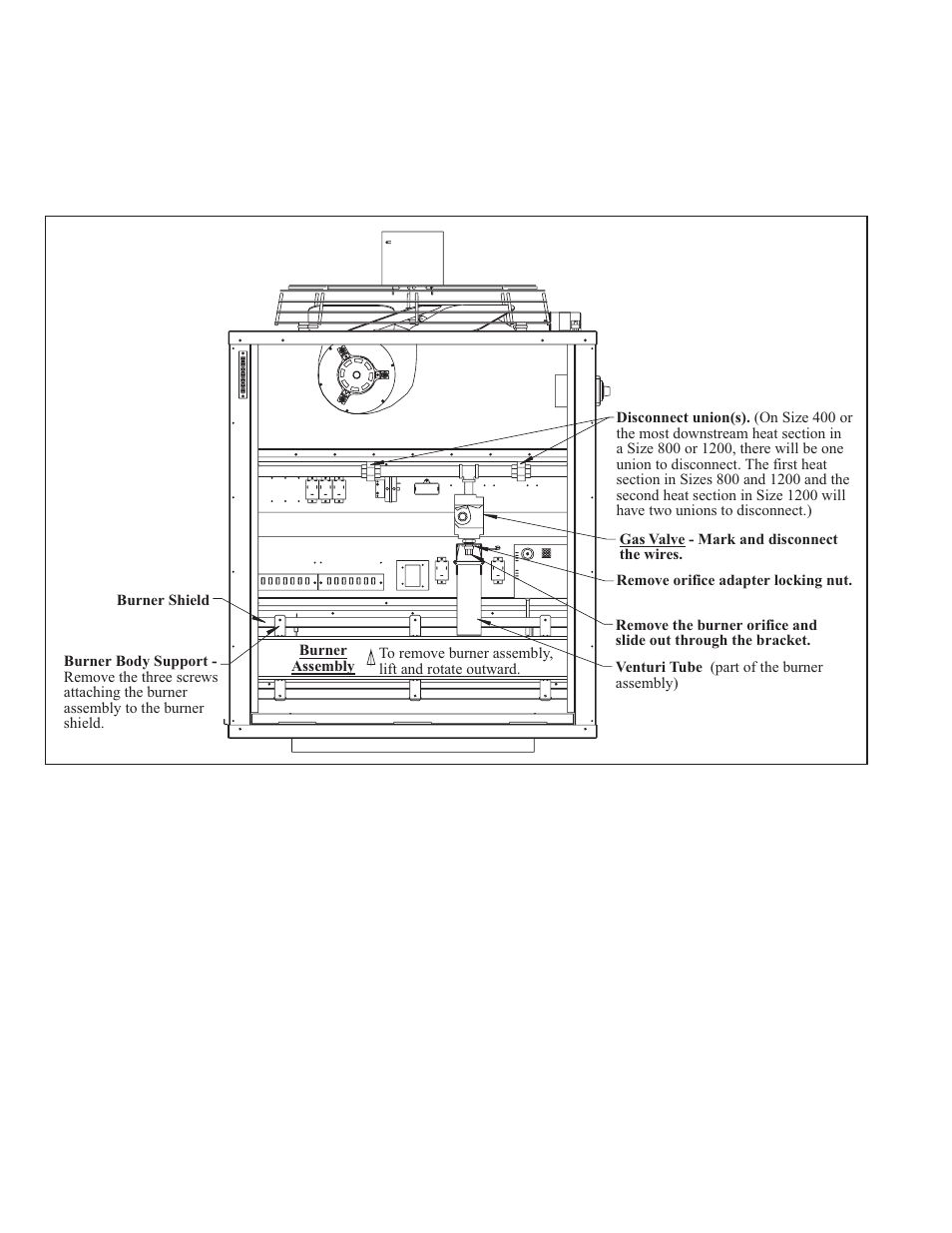 Burner maintenance (cont’d), Re-install the burner, Inspect and clean the burner | Burner removal instructions (cont’d) | Thomas & Betts LDAP 1200 User Manual | Page 34 / 40