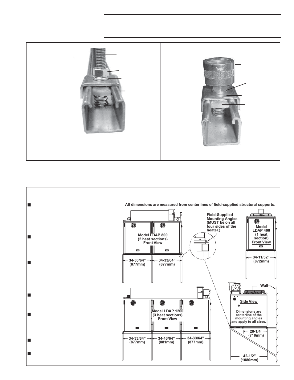 Wall mounting, Guidelines for wall mounting model ldap heaters | Thomas & Betts LDAP 1200 User Manual | Page 9 / 40