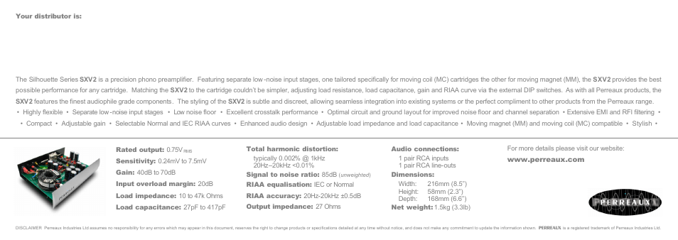 Perreaux SXV2 User Manual | Page 2 / 2