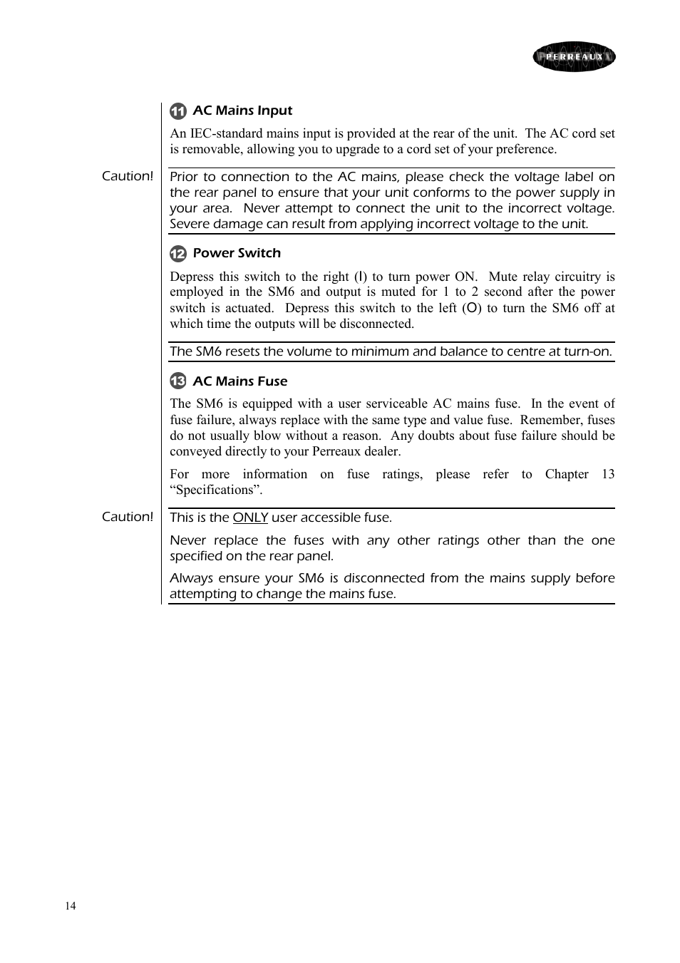 Perreaux SM6/P User Manual | Page 14 / 35