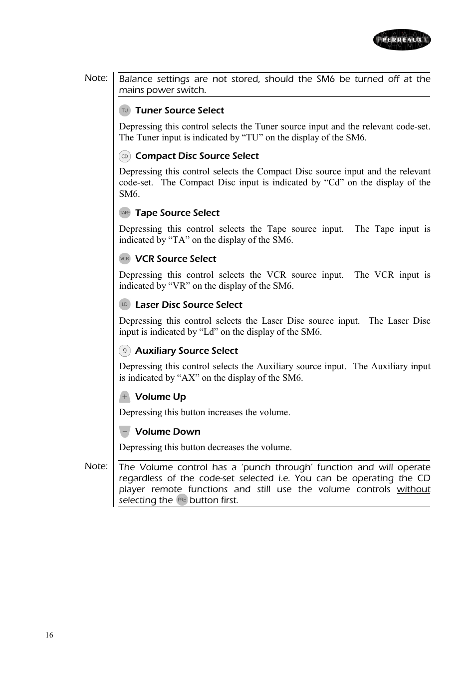 Perreaux SM6/P User Manual | Page 16 / 35