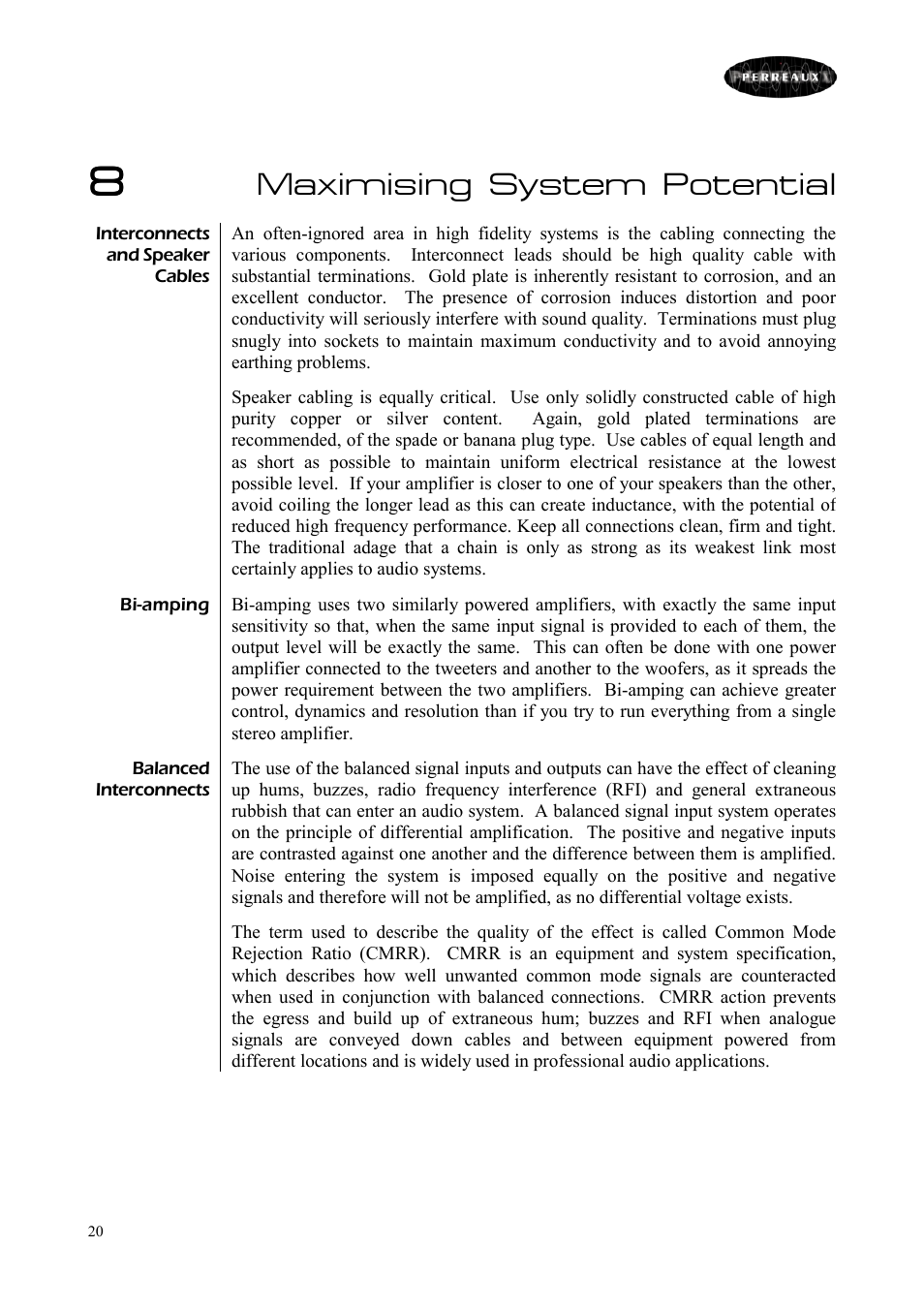 Maximising system potential | Perreaux SM6/P User Manual | Page 20 / 35