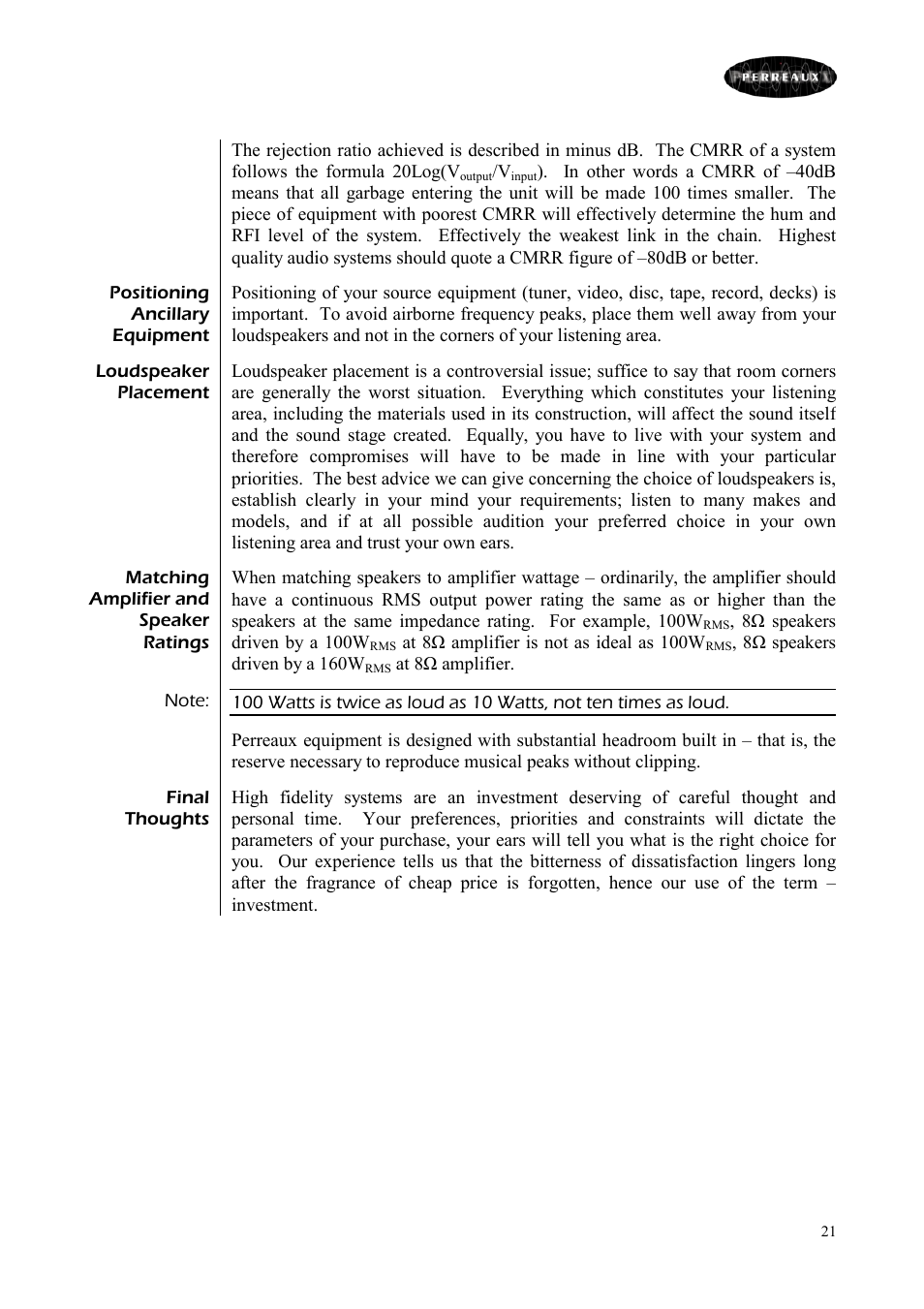 Perreaux SM6/P User Manual | Page 21 / 35