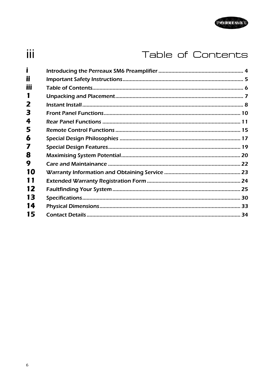 Perreaux SM6/P User Manual | Page 6 / 35