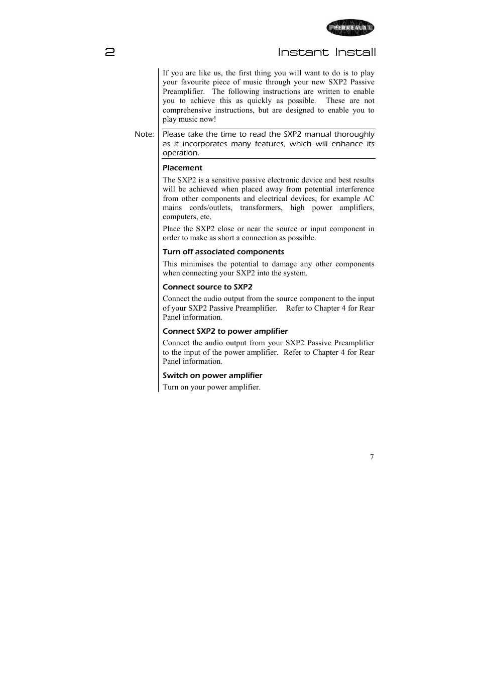 2instant install | Perreaux SXP2 User Manual | Page 8 / 24
