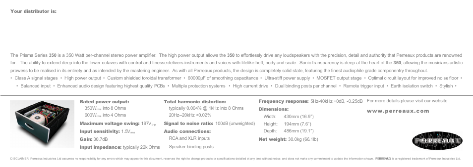 Perreaux 350 User Manual | Page 2 / 2