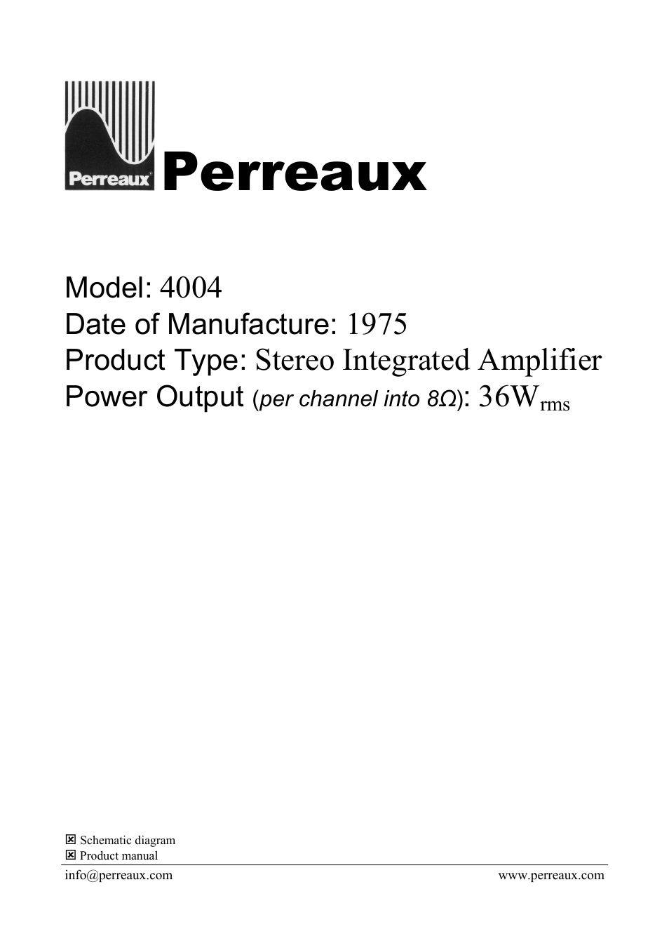 Perreaux 4004 User Manual | 1 page