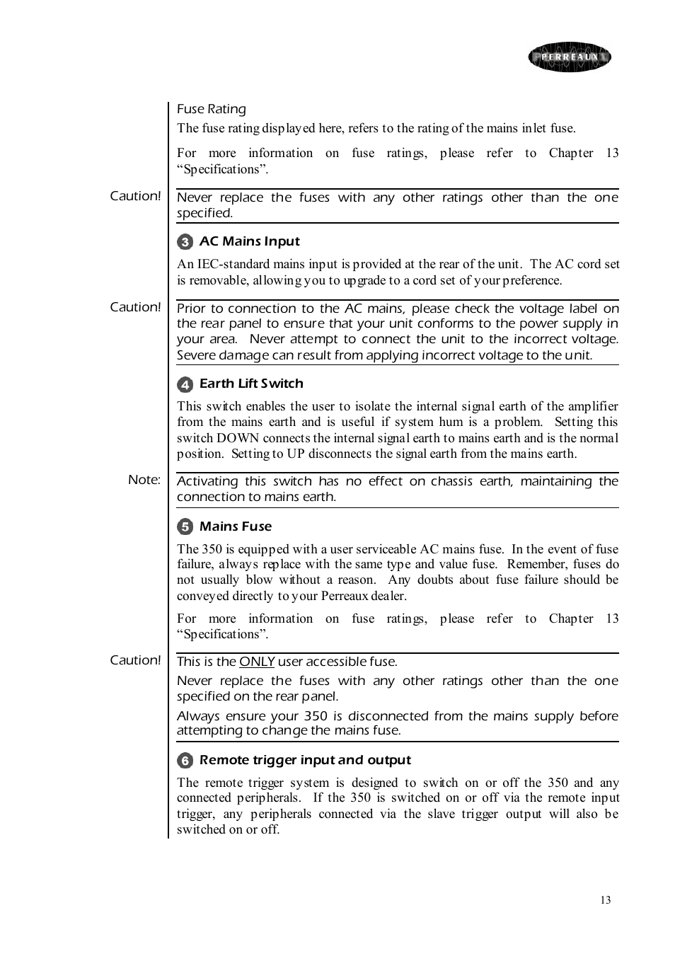 Perreaux Prisma 350 User Manual | Page 13 / 38