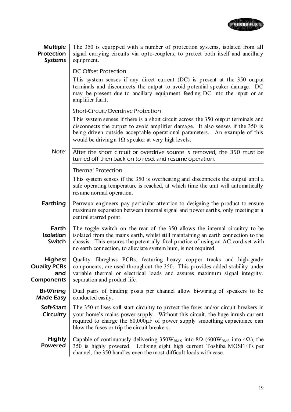 Perreaux Prisma 350 User Manual | Page 19 / 38