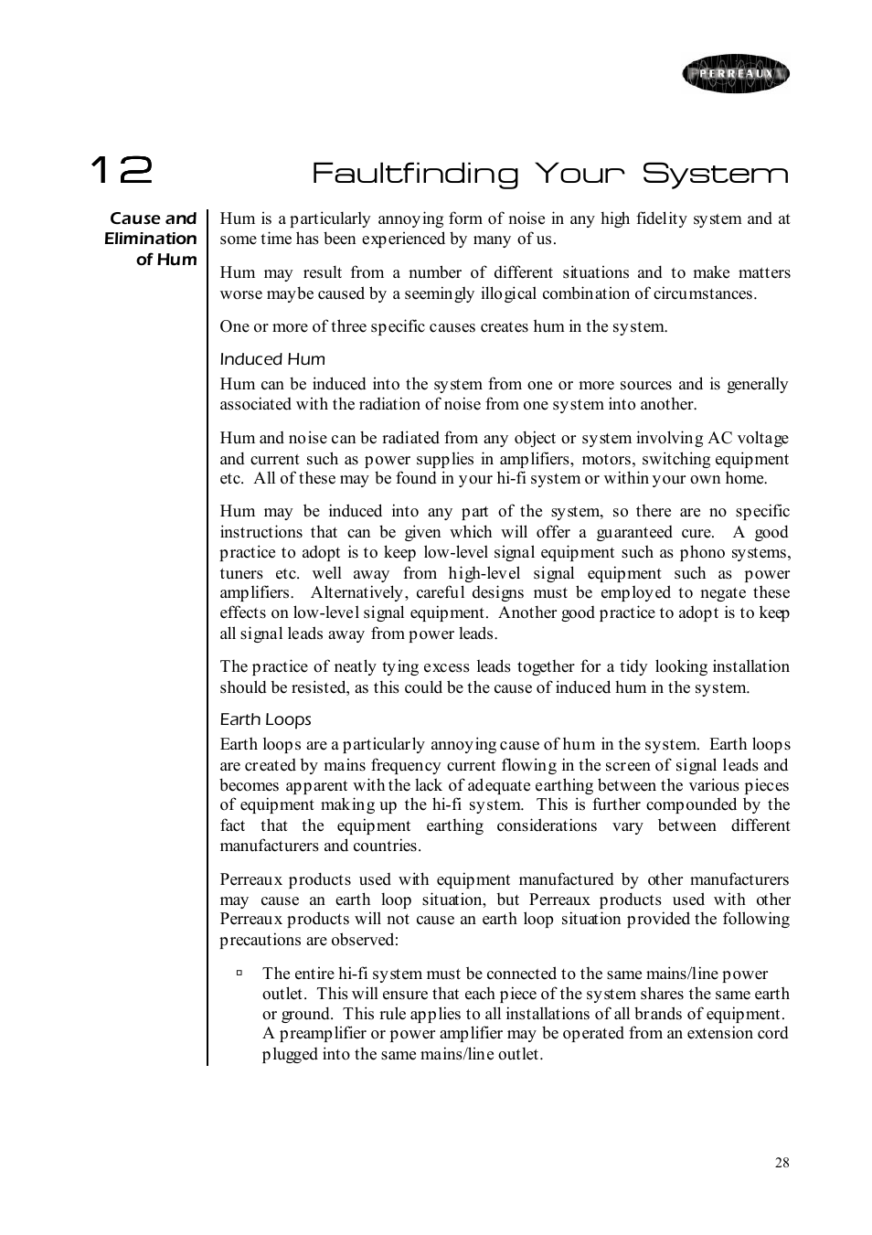 Faultfinding your system | Perreaux Prisma 350 User Manual | Page 28 / 38
