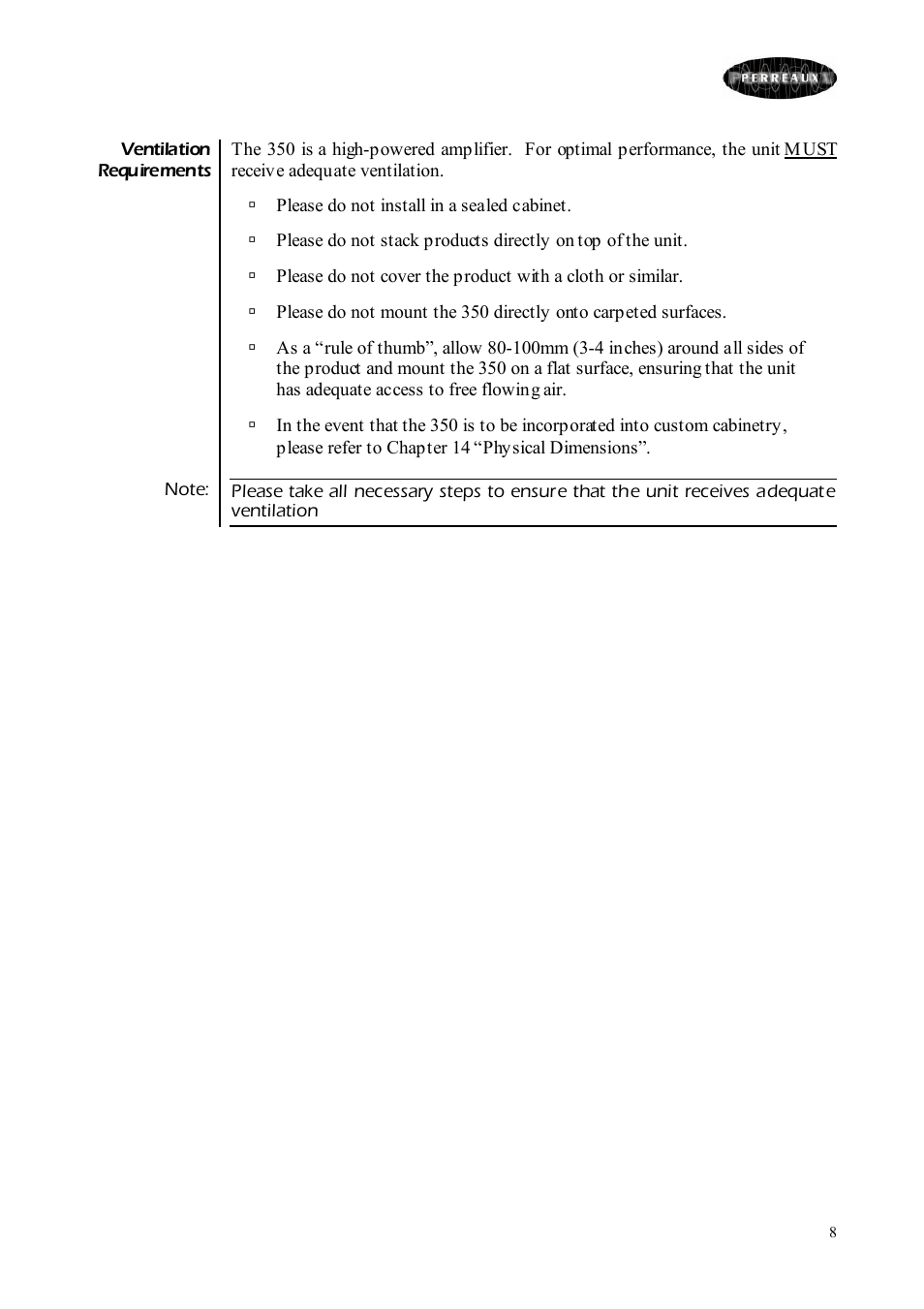 Perreaux Prisma 350 User Manual | Page 8 / 38