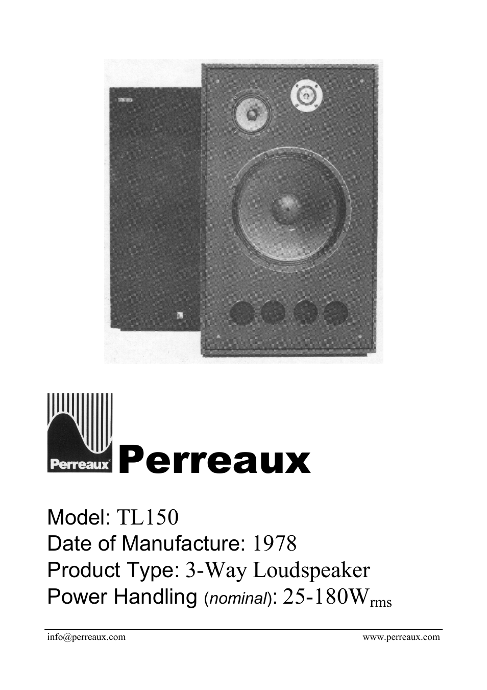 Perreaux TL150 User Manual | 2 pages