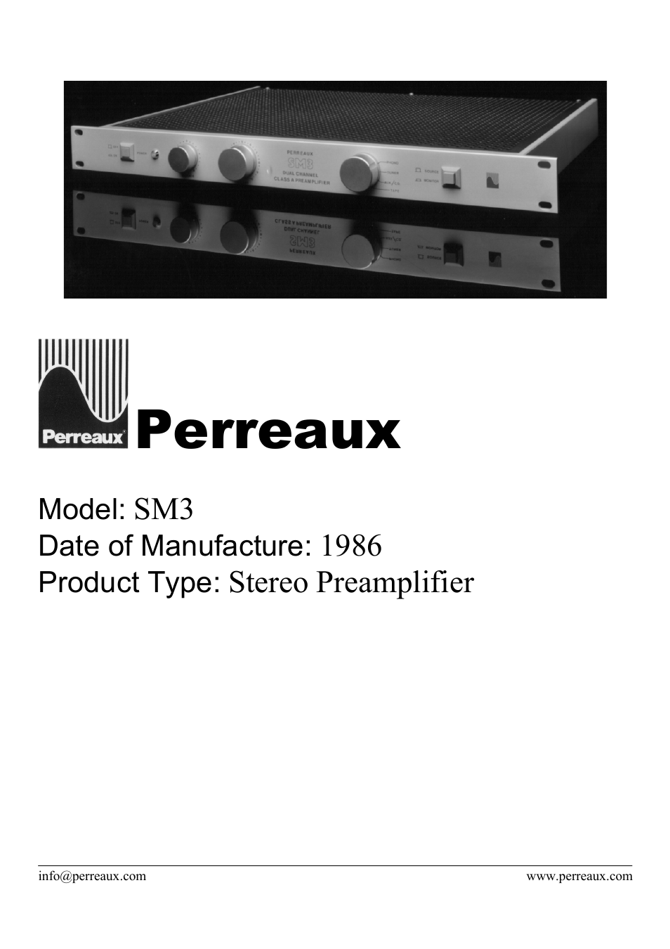 Perreaux SM3 User Manual | 2 pages