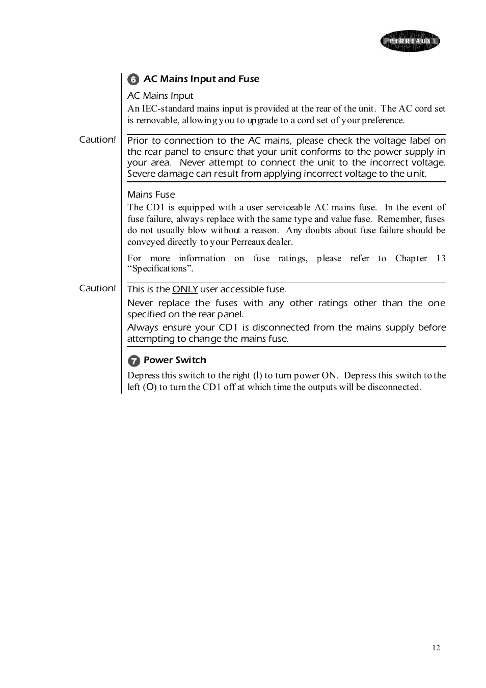 Perreaux CD Player User Manual | Page 12 / 33