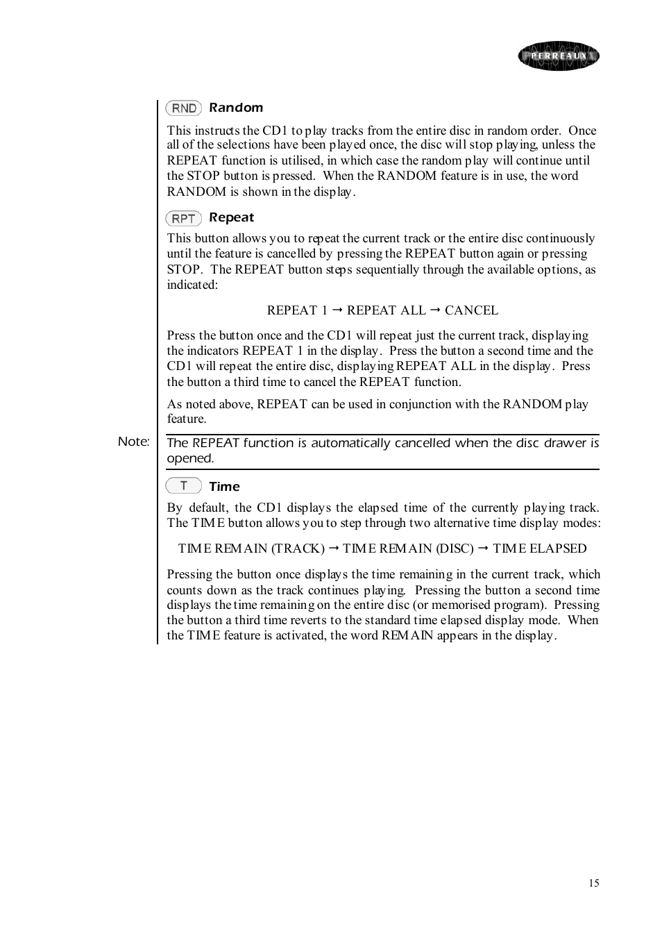 Perreaux CD Player User Manual | Page 15 / 33