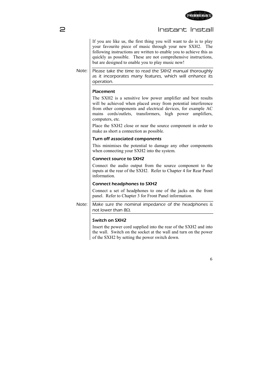 2instant install | Perreaux Headphone Amplifier Silhouette SXH2 User Manual | Page 7 / 26