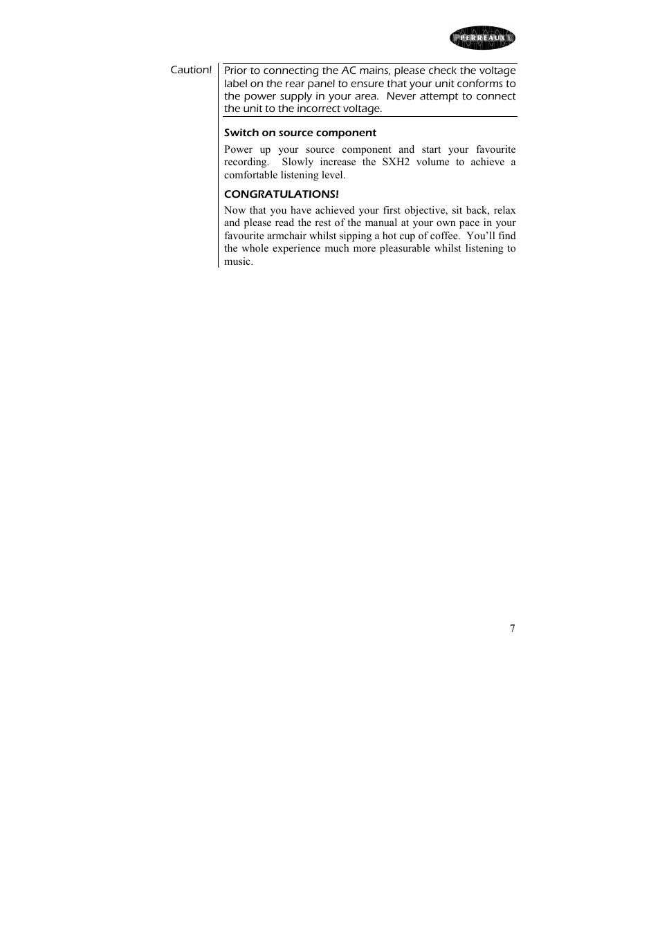 Perreaux Headphone Amplifier Silhouette SXH2 User Manual | Page 8 / 26