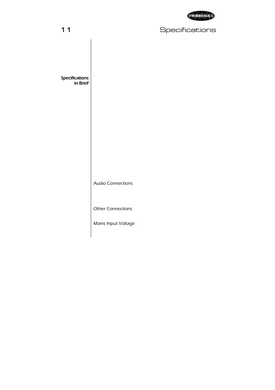 11 11 specifications | Perreaux SX25i User Manual | Page 22 / 27