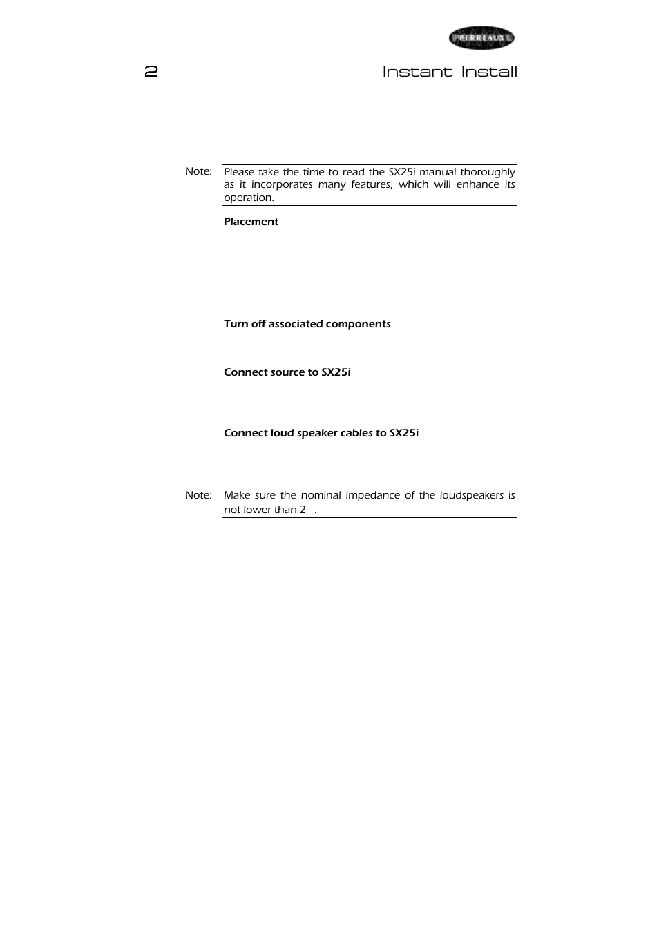 22 instant install | Perreaux SX25i User Manual | Page 8 / 27
