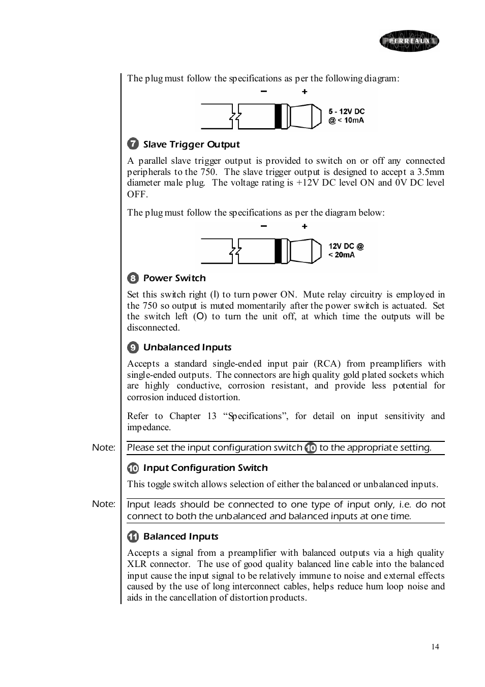 Perreaux 750 User Manual | Page 14 / 38
