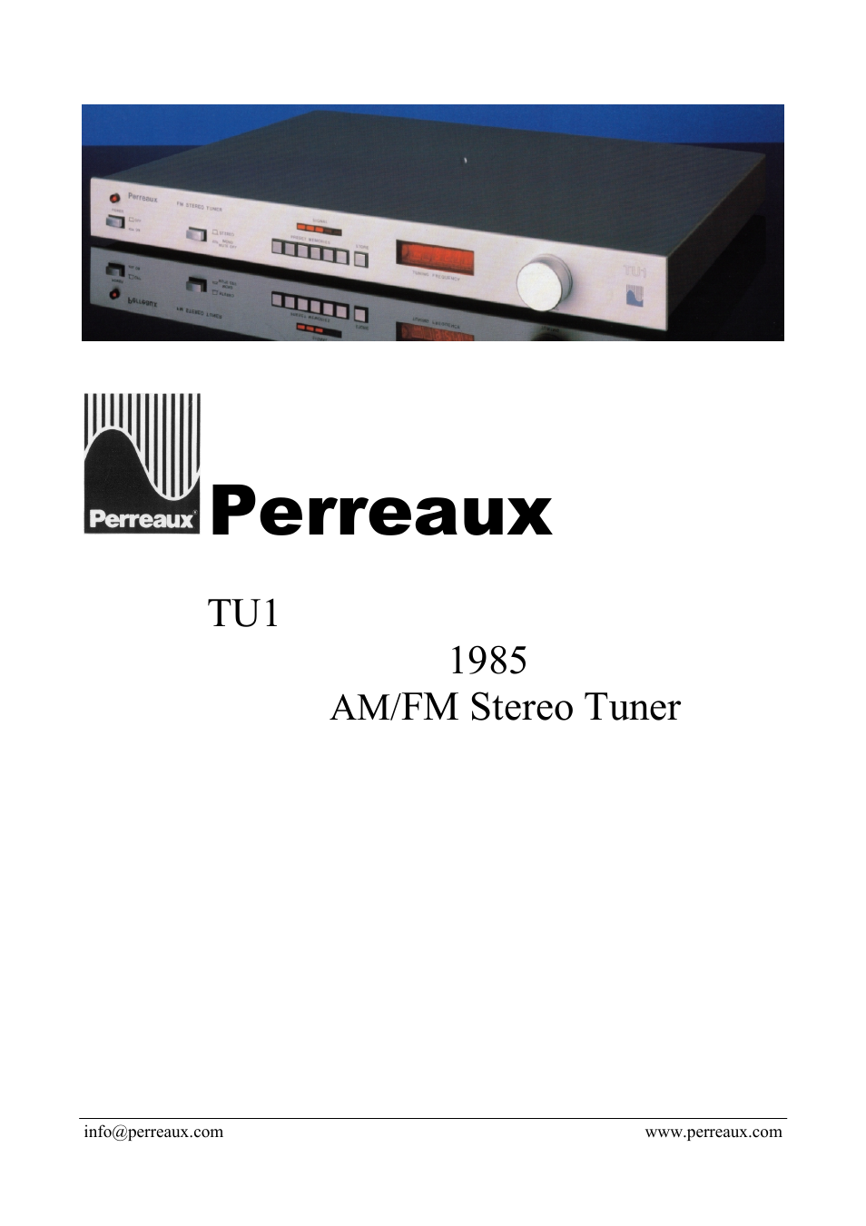 Perreaux TU1 User Manual | 2 pages