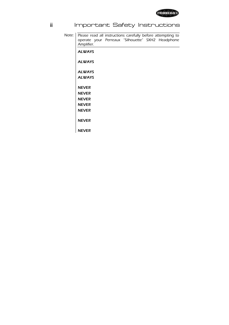 Perreaux SXH2 User Manual | Page 5 / 27