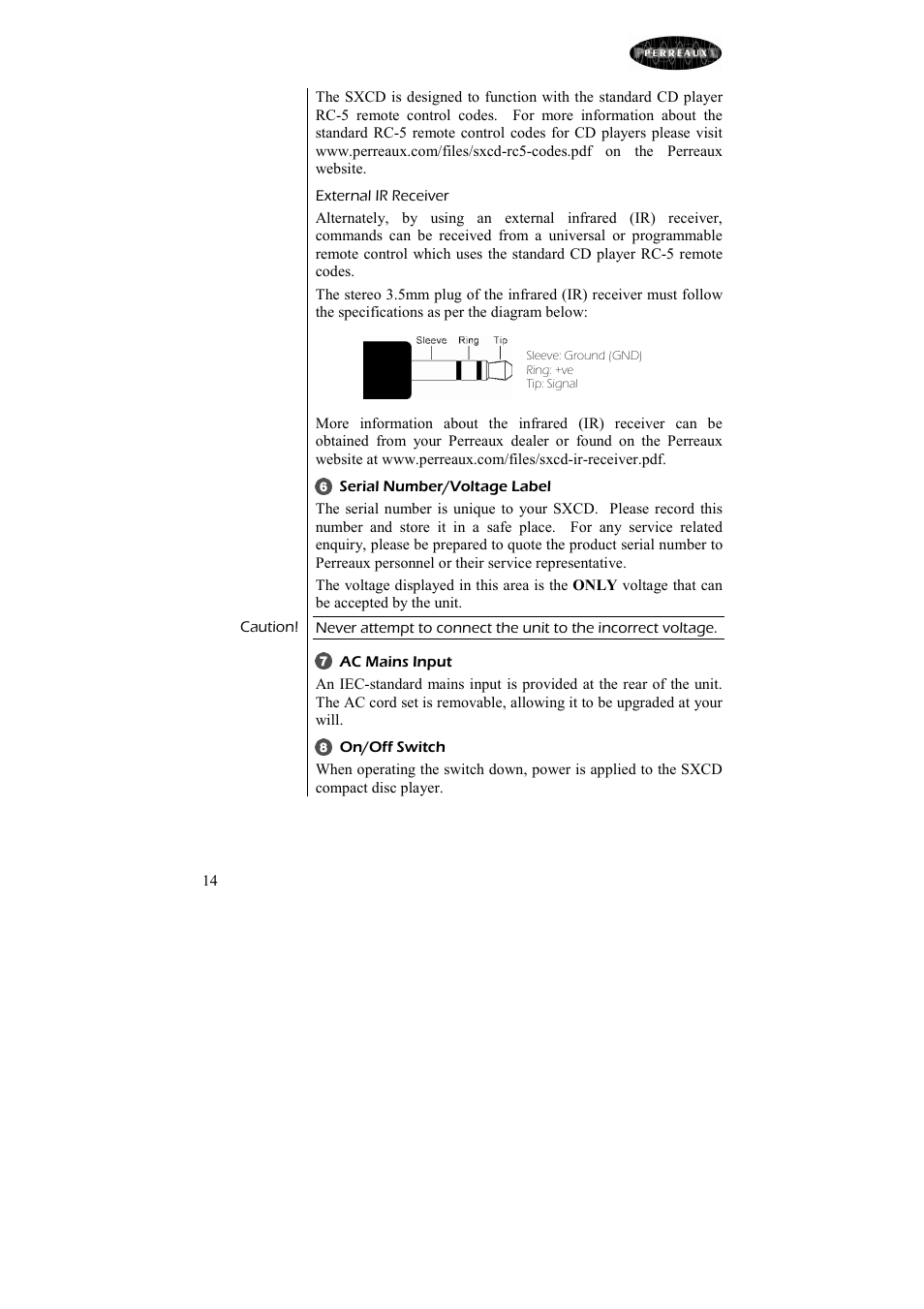 Perreaux Silhouette SXCD User Manual | Page 15 / 35