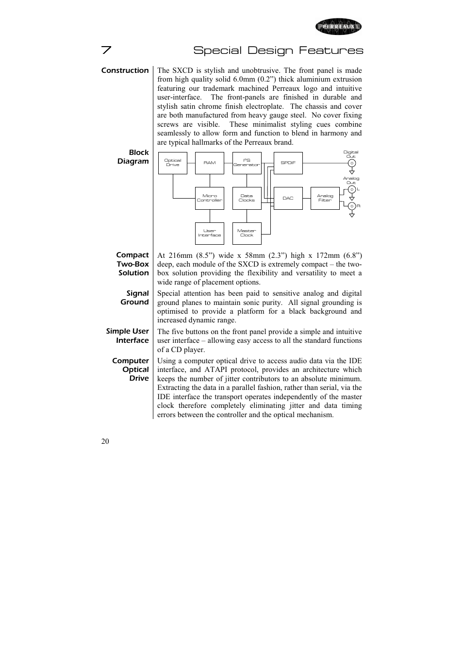 7special design features | Perreaux Silhouette SXCD User Manual | Page 21 / 35