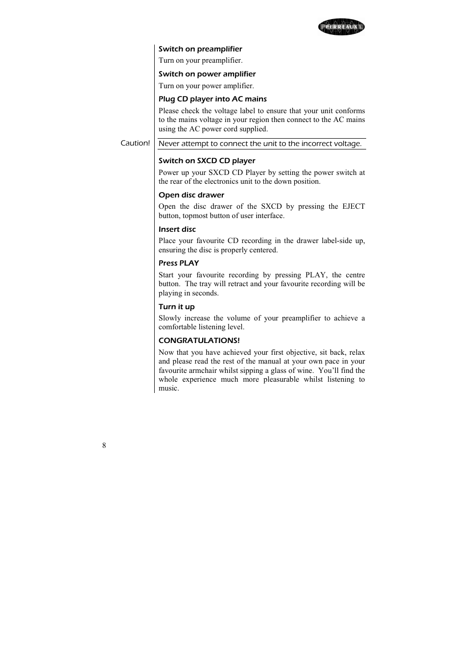 Perreaux Silhouette SXCD User Manual | Page 9 / 35