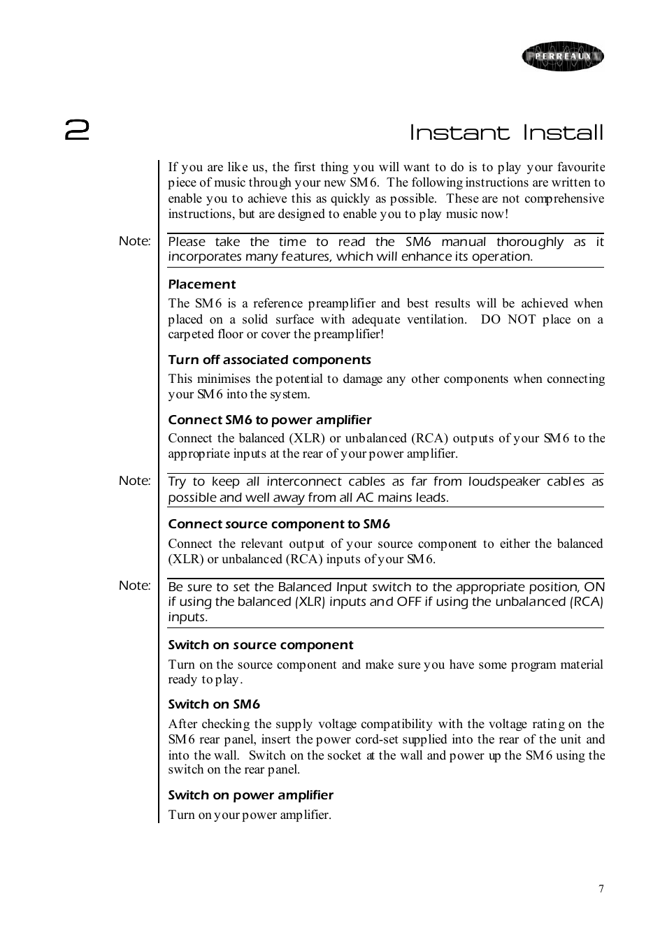 Instant install | Perreaux SM6 MKII User Manual | Page 7 / 37