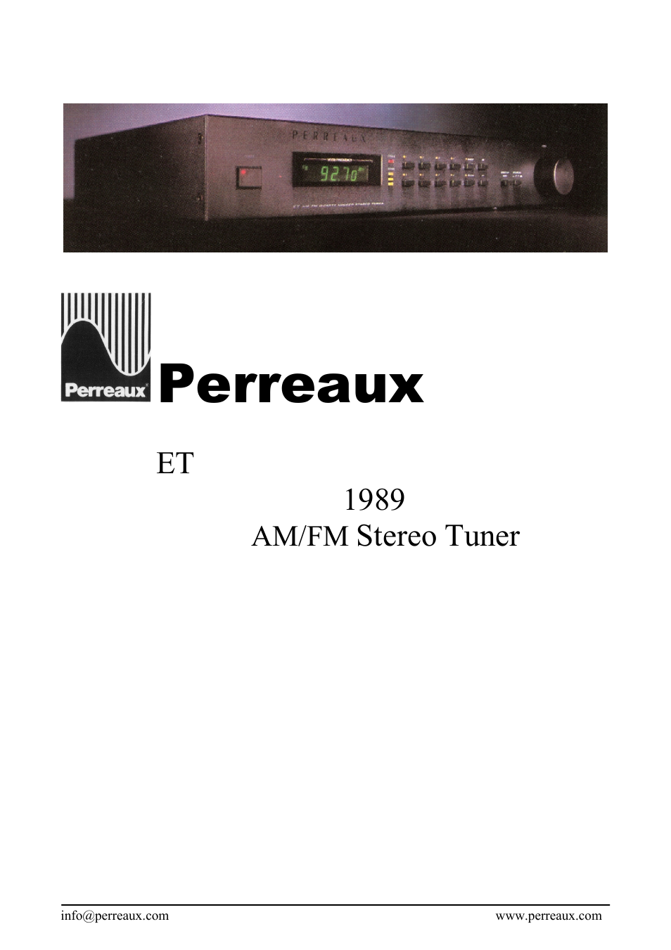 Perreaux ET User Manual | 2 pages