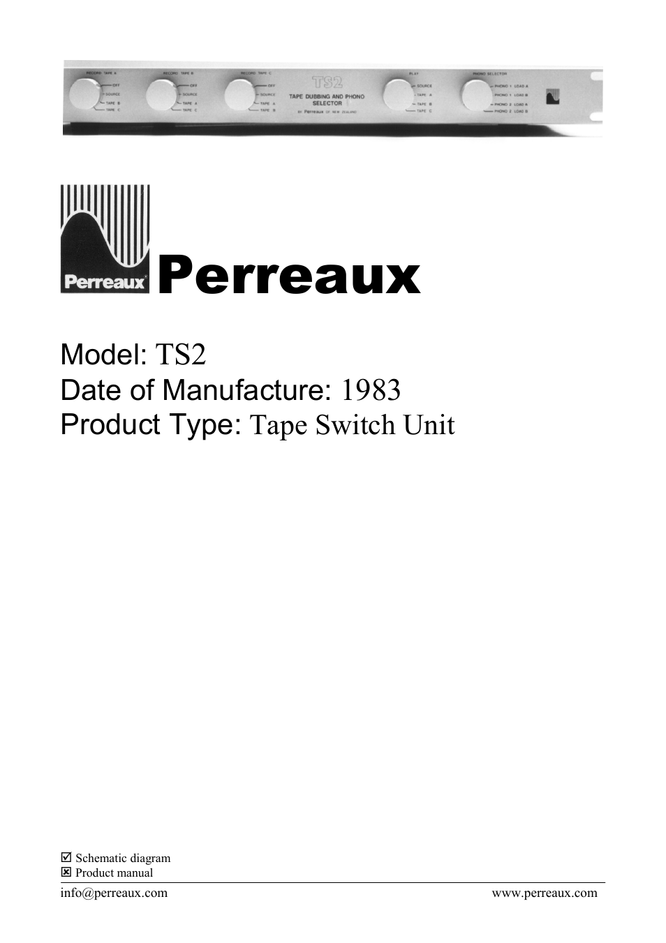 Perreaux TS2 User Manual | 1 page