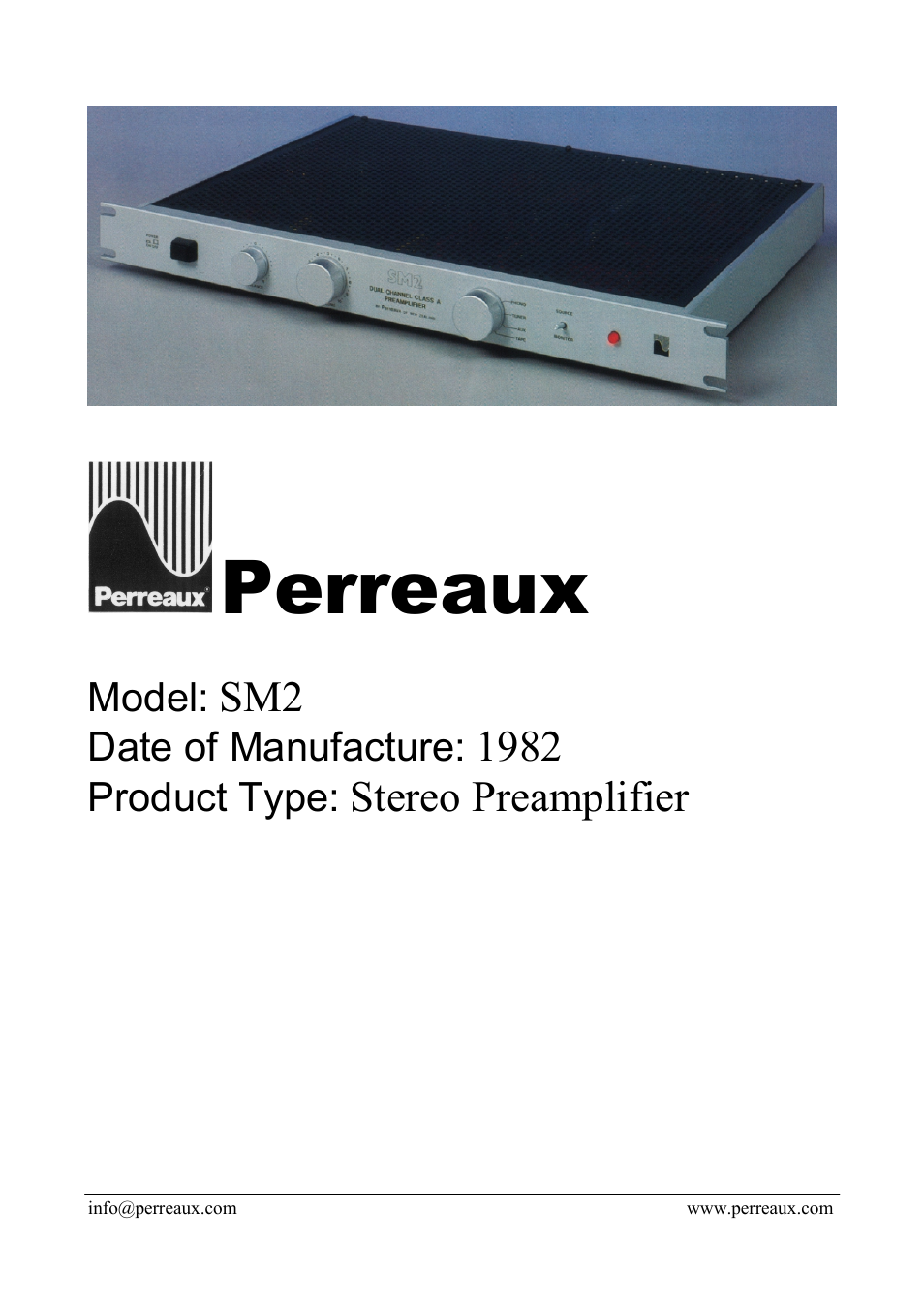 Perreaux SM2 User Manual | 2 pages