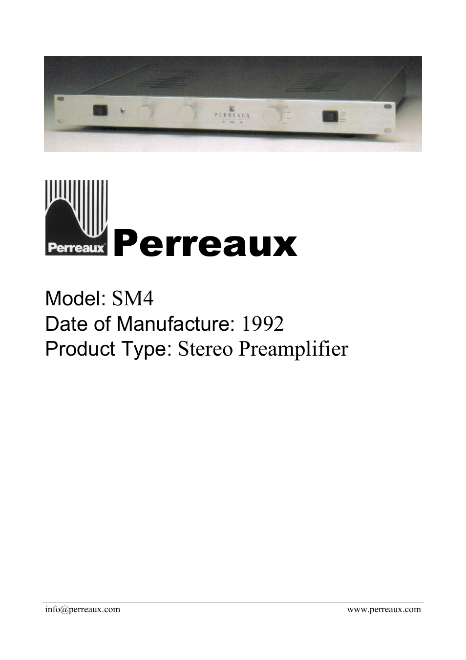 Perreaux SM4 User Manual | 2 pages