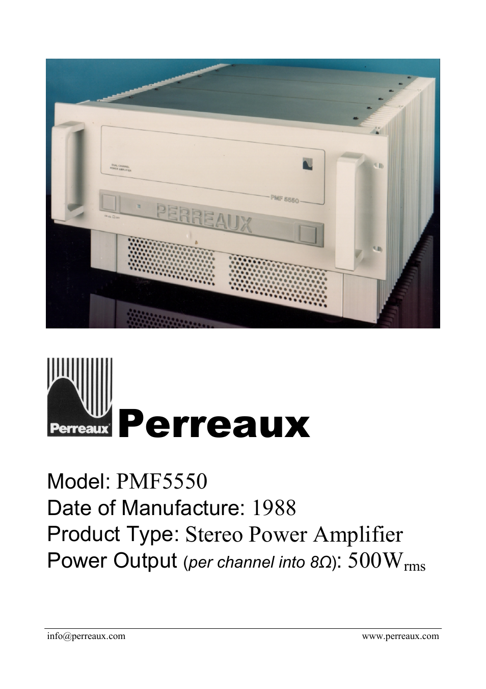Perreaux PMF5550 User Manual | 2 pages