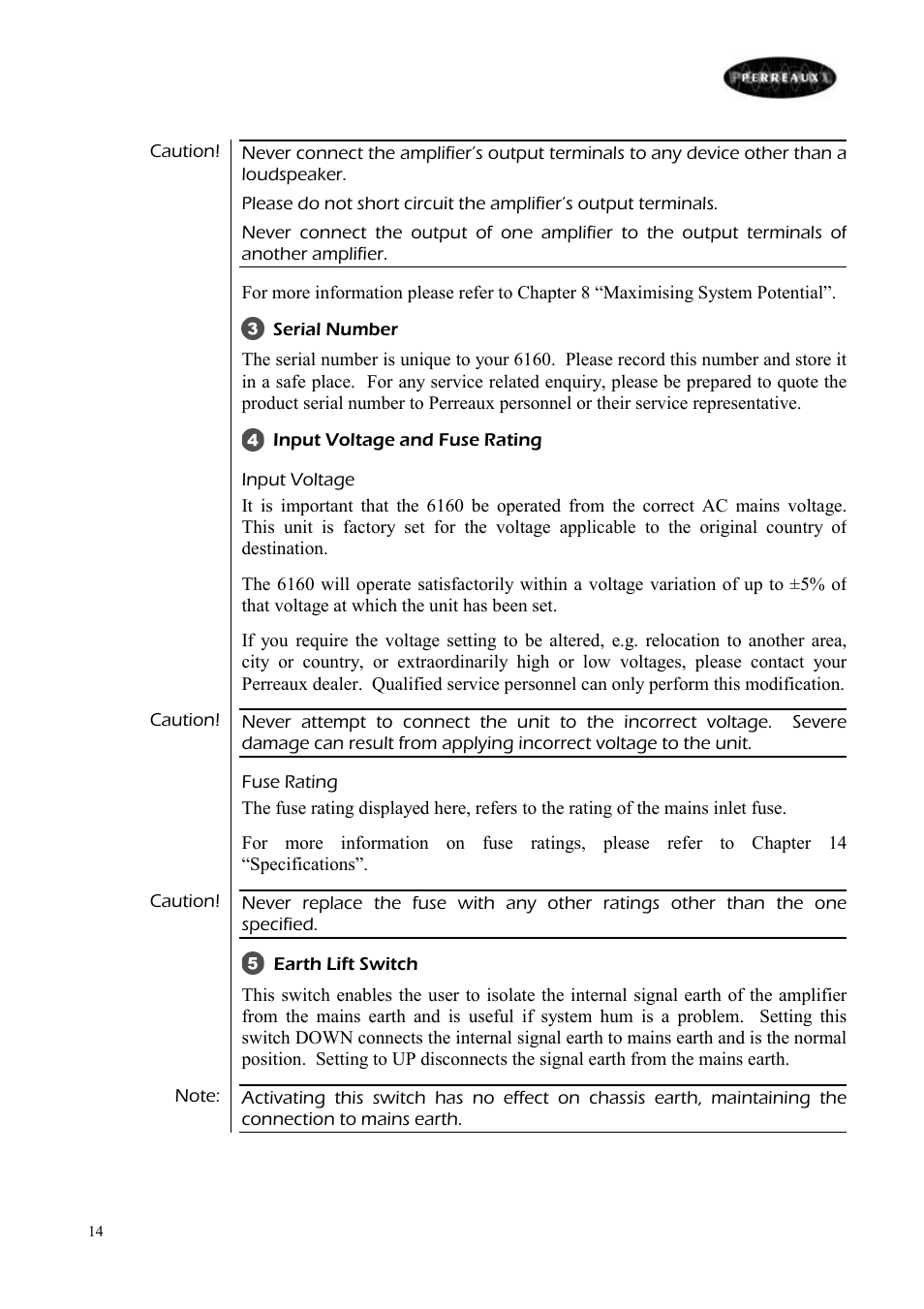 Perreaux 6160/P User Manual | Page 15 / 42