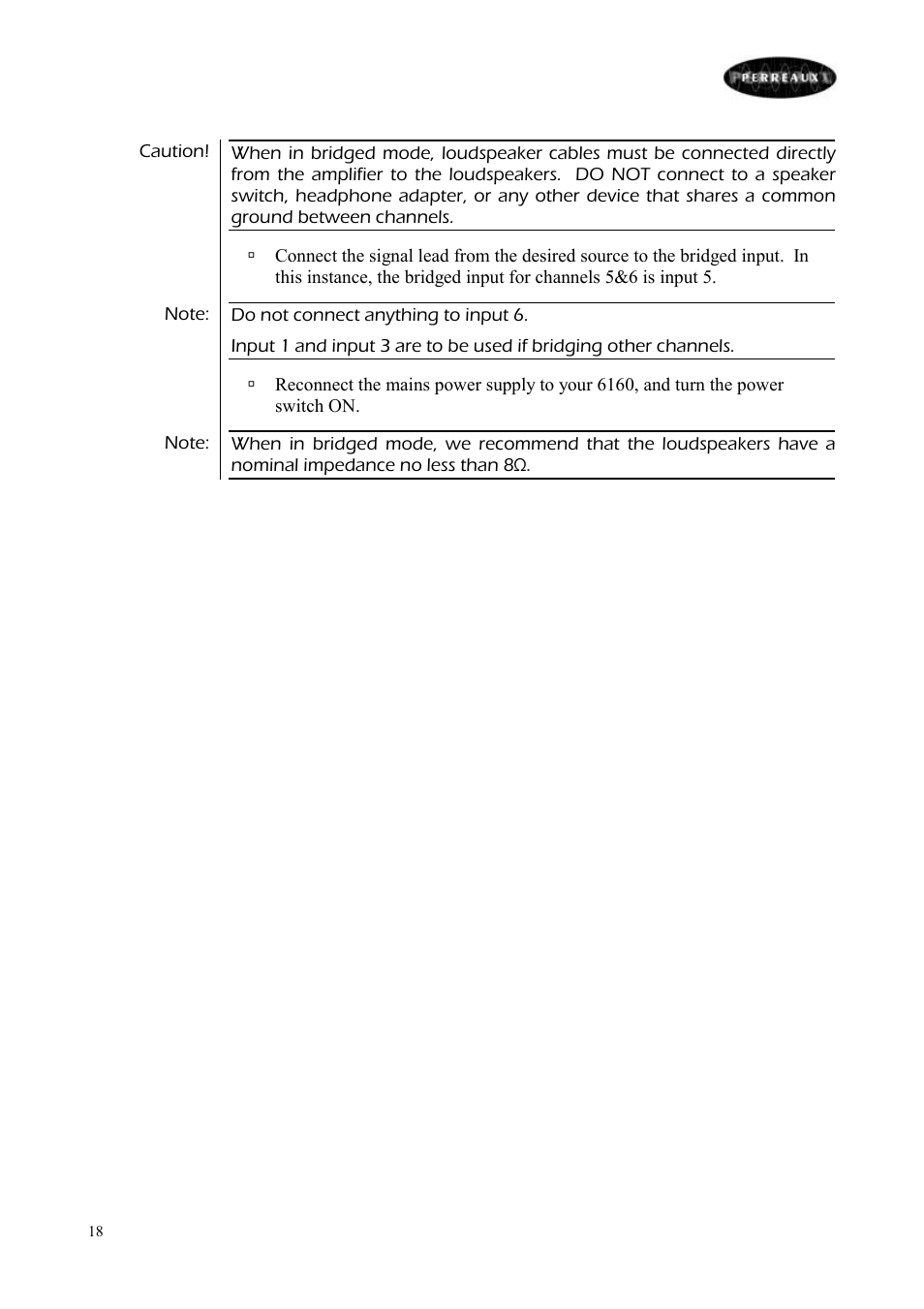 Perreaux 6160/P User Manual | Page 19 / 42