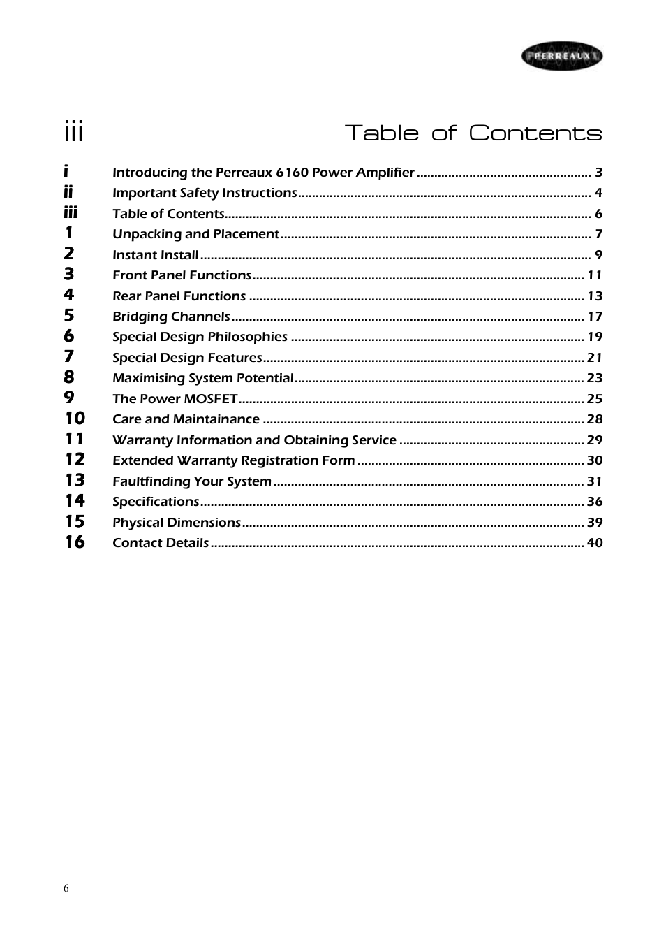 Perreaux 6160/P User Manual | Page 7 / 42