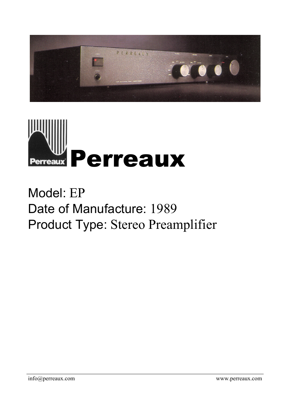 Perreaux EP User Manual | 2 pages