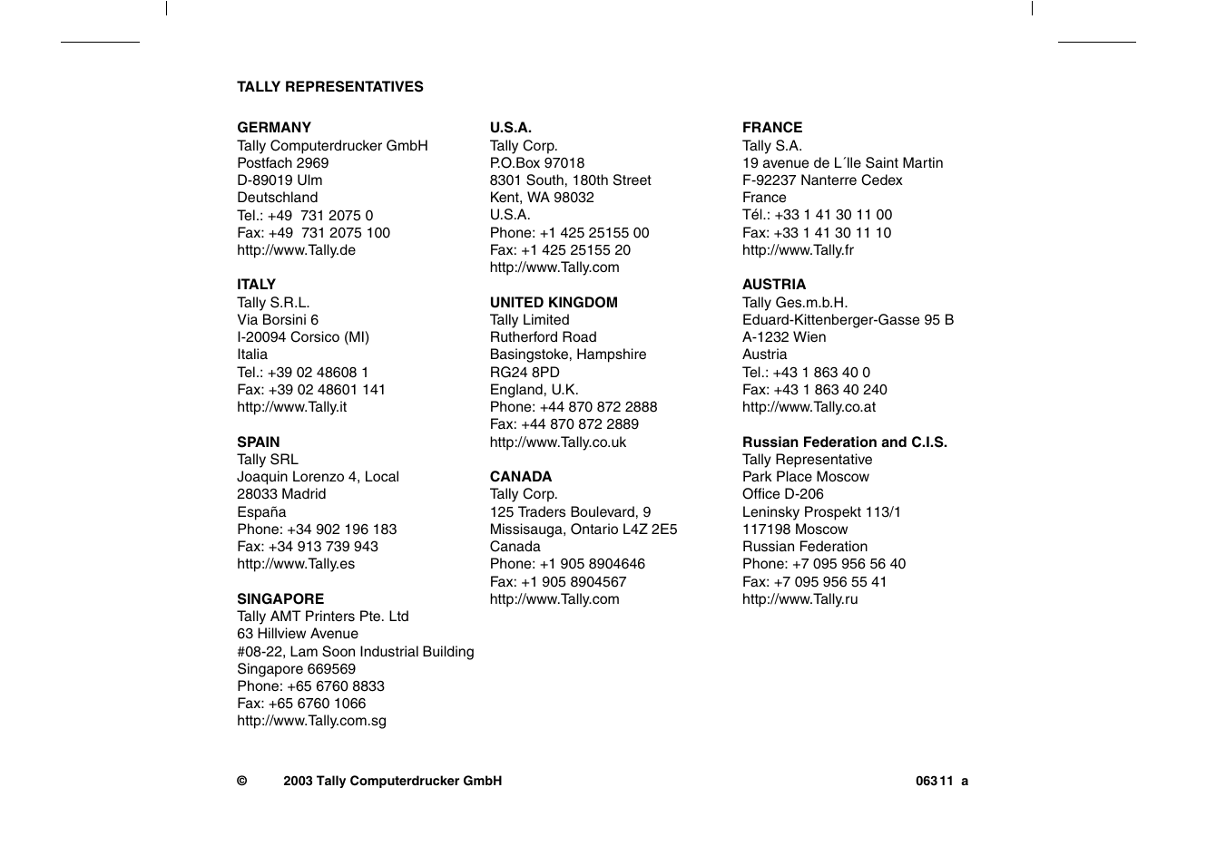 Tally Genicom Tally Dot Matrix T2250 User Manual | Page 28 / 28