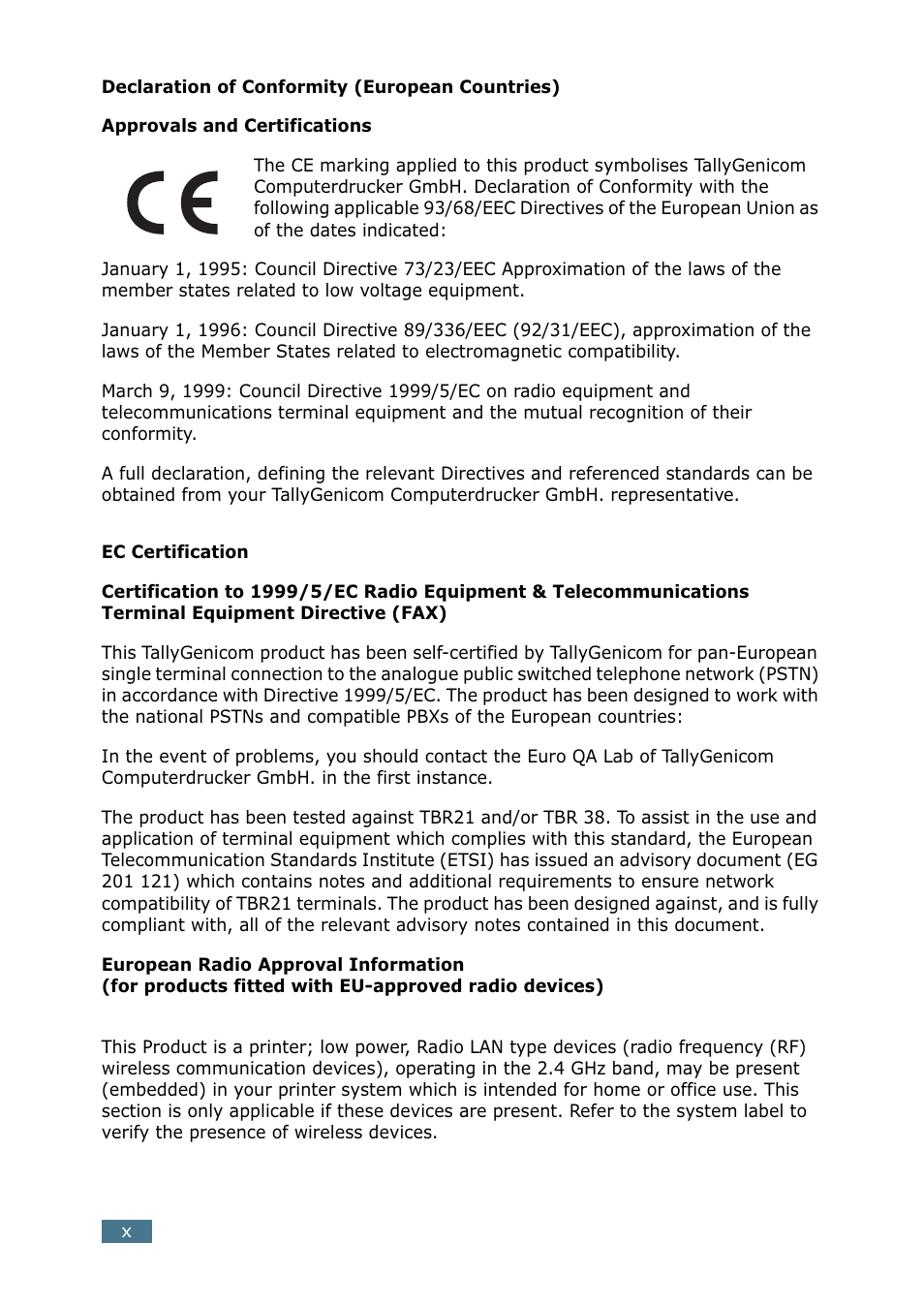 Tally Genicom Tally Mono Laser 9025N User Manual | Page 11 / 214