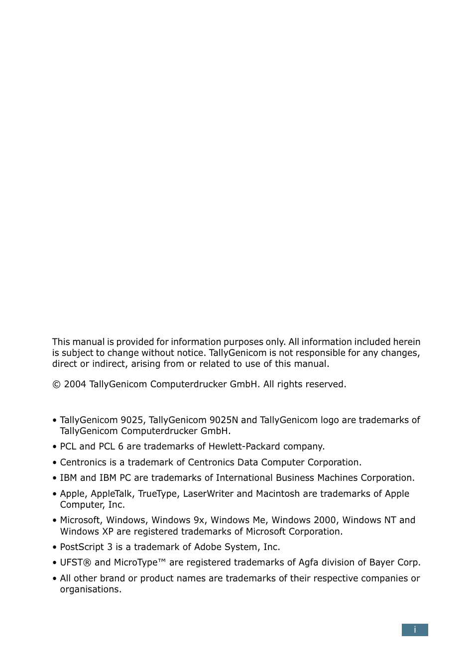 Tally Genicom Tally Mono Laser 9025N User Manual | Page 2 / 214