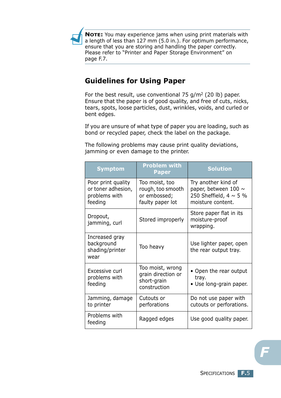 Guidelines for using paper | Tally Genicom Tally Mono Laser 9025N User Manual | Page 206 / 214