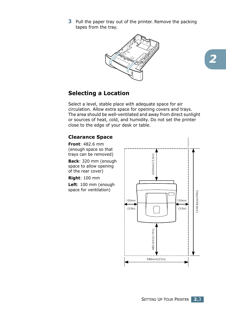 Selecting a location | Tally Genicom Tally Mono Laser 9025N User Manual | Page 22 / 214