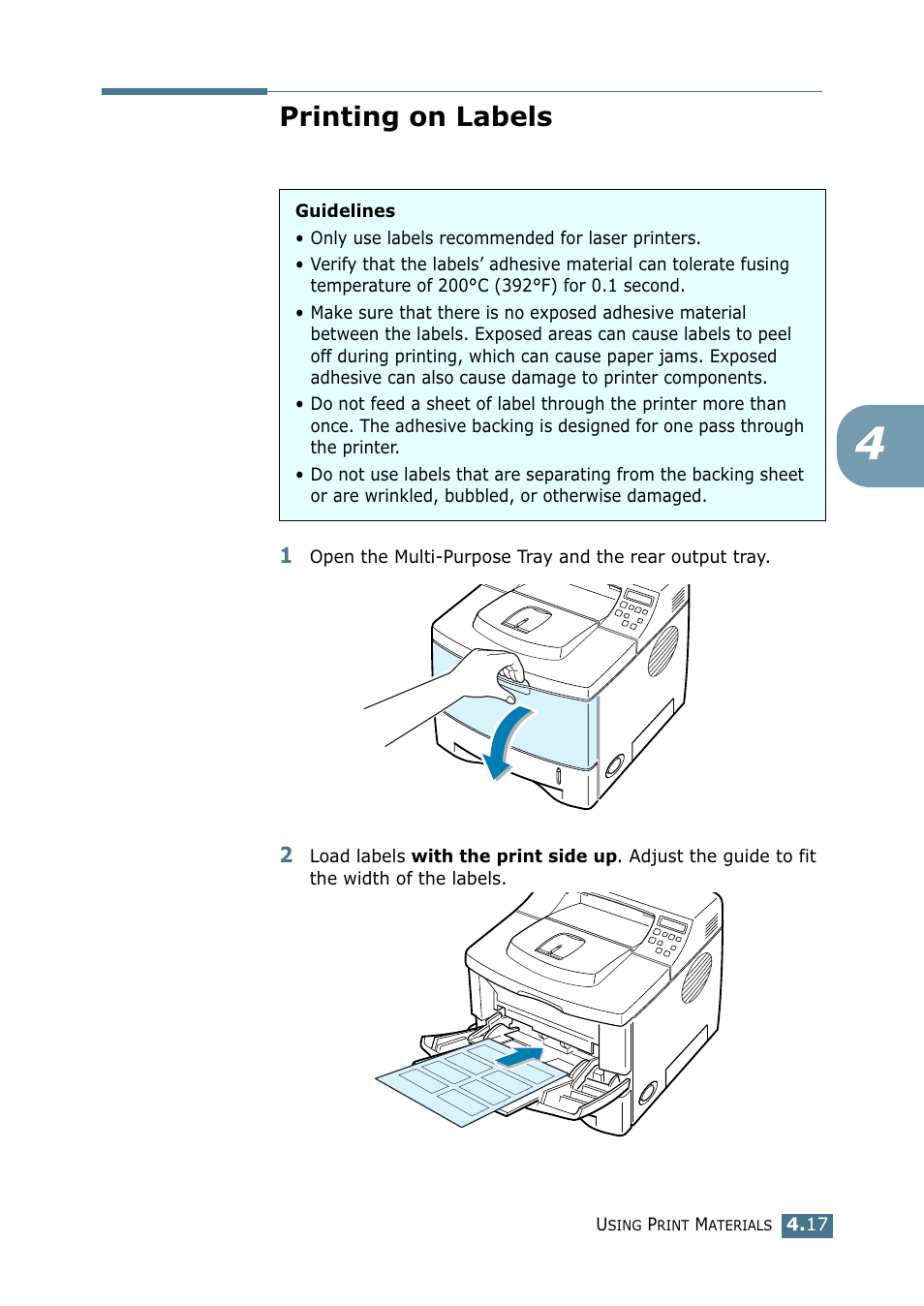 Printing on labels | Tally Genicom Tally Mono Laser 9025N User Manual | Page 80 / 214