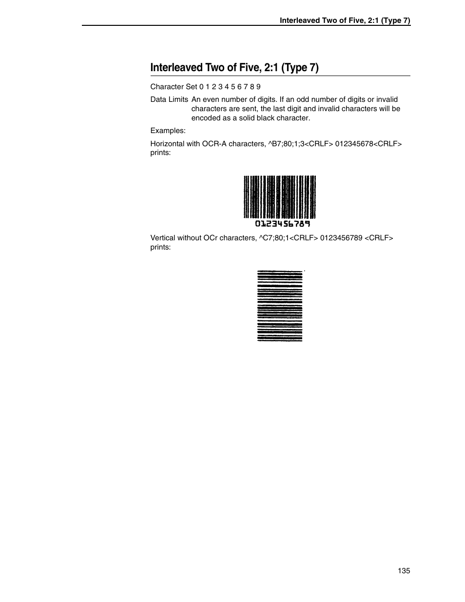 Interleaved two of five, 2:1 (type 7) | Tally Genicom 6600 User Manual | Page 135 / 330